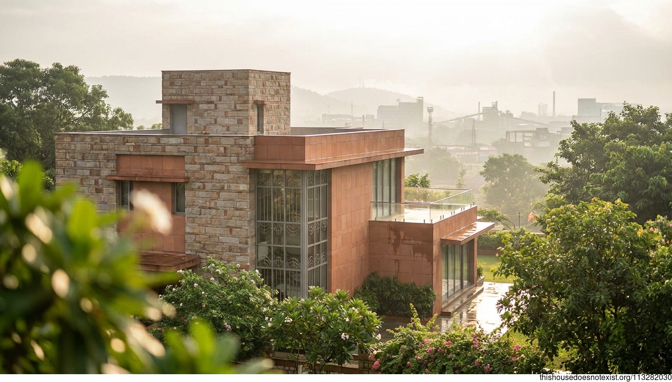 Modern Stone-Terracotta Rectangular Retreat