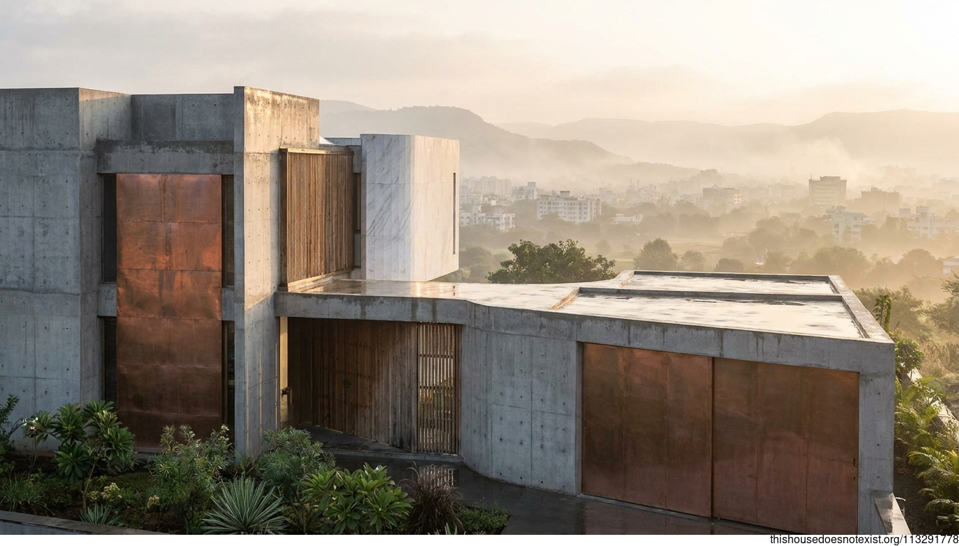 Brutalist Concrete Sunrise in Nashik