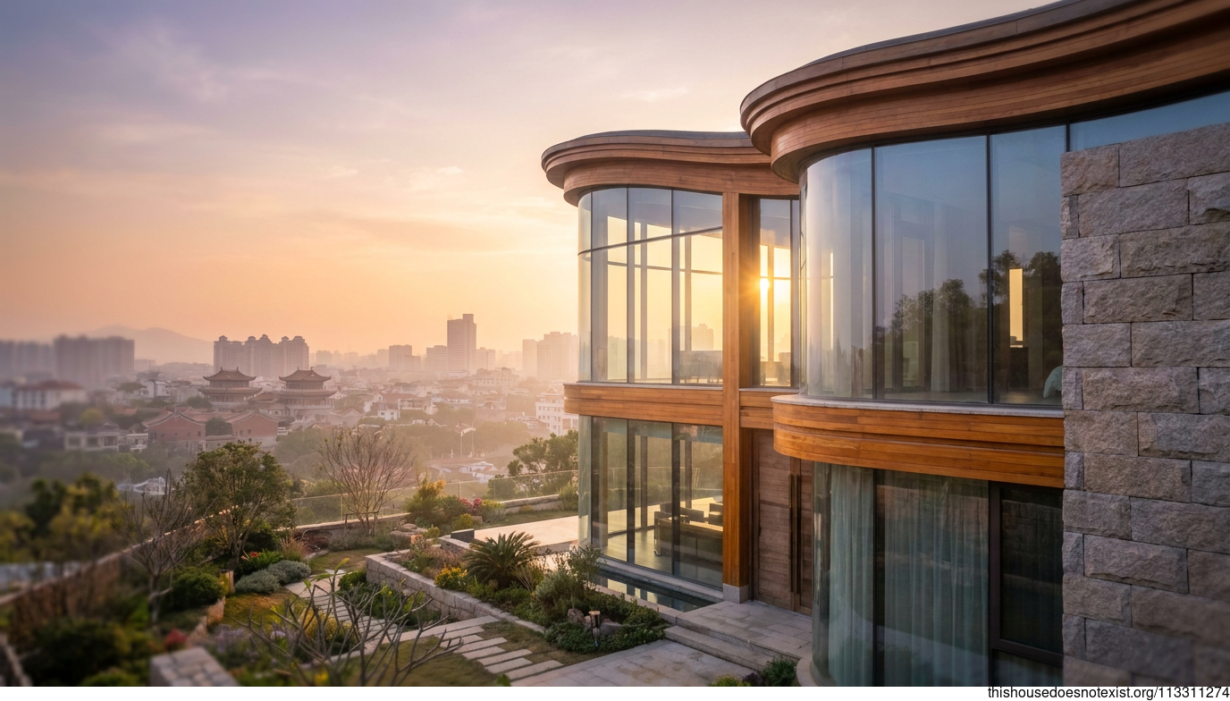 Futuristic Quanzhou Sunset House Exterior