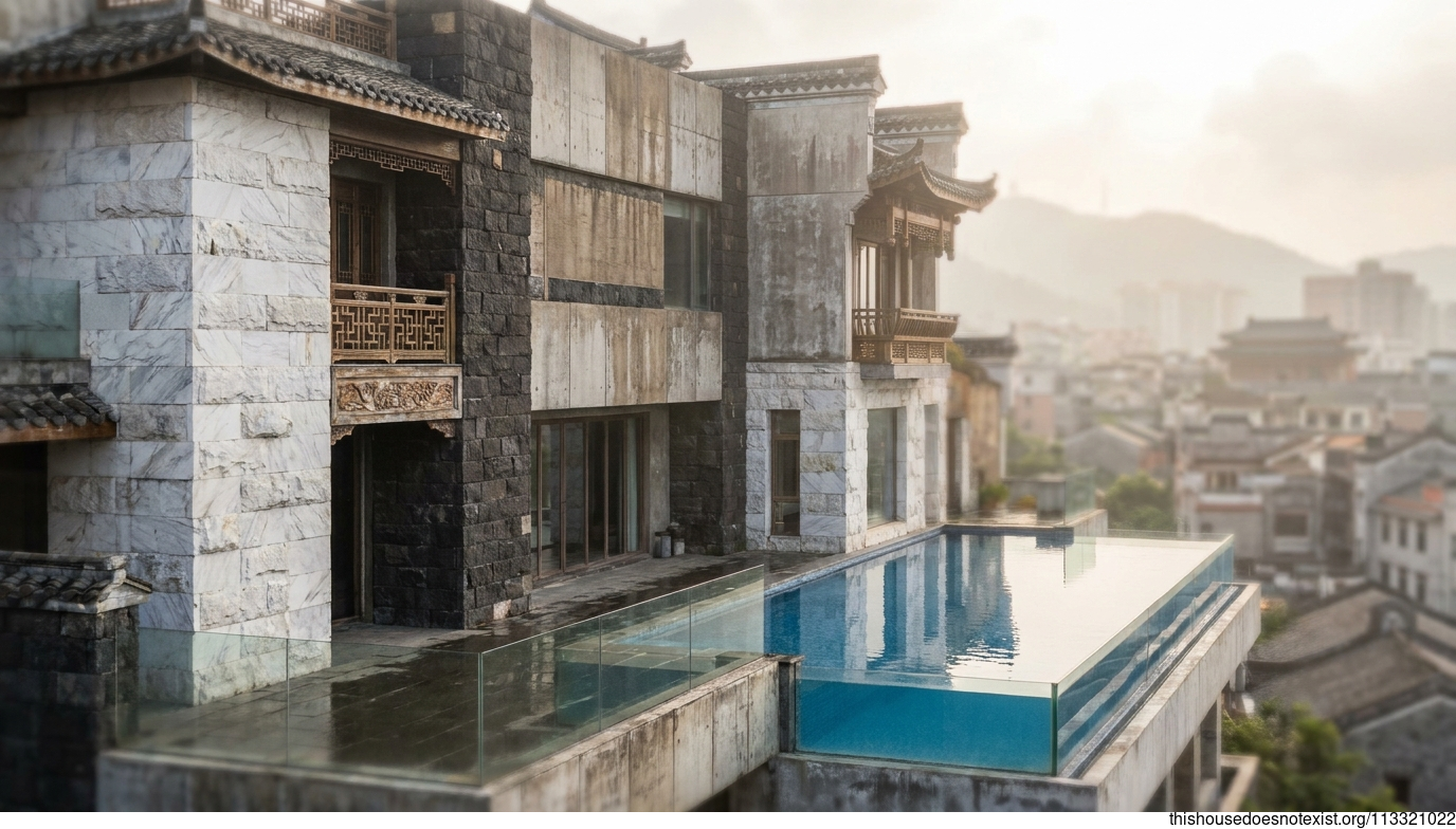 Modern Maximalist Marble Home Exterior