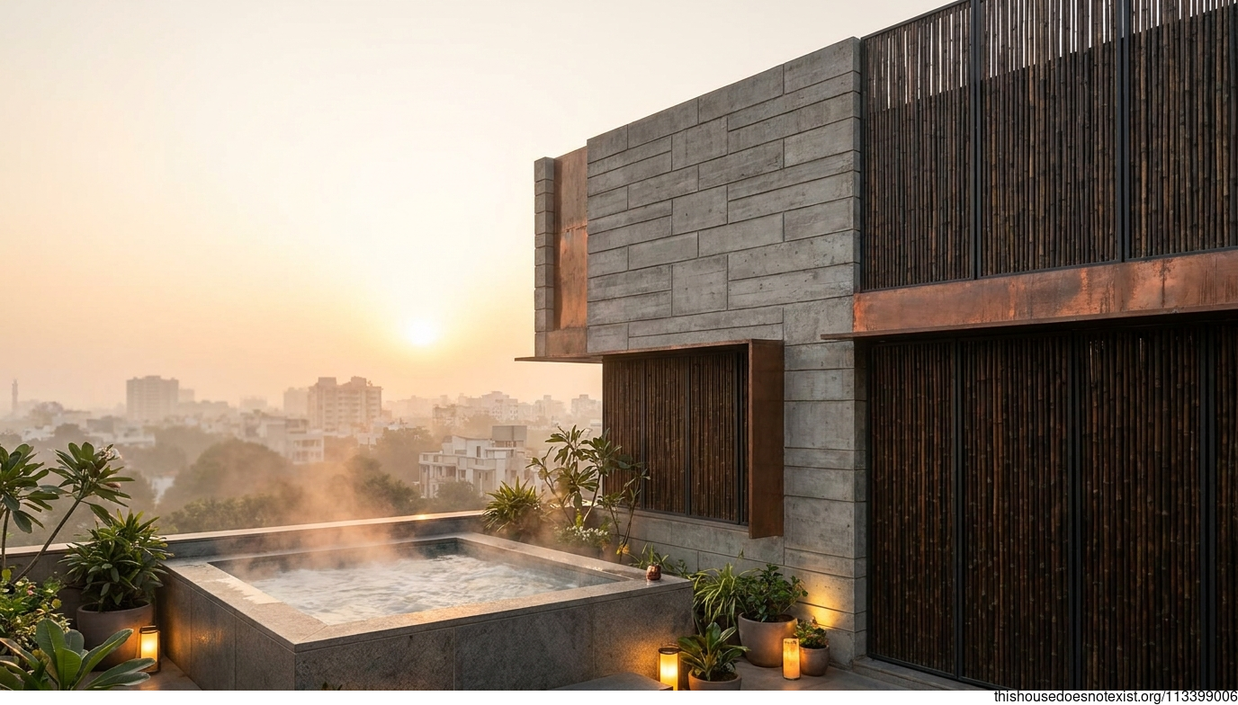 Modern Minimalist Concrete Home, Vadodara Sunset