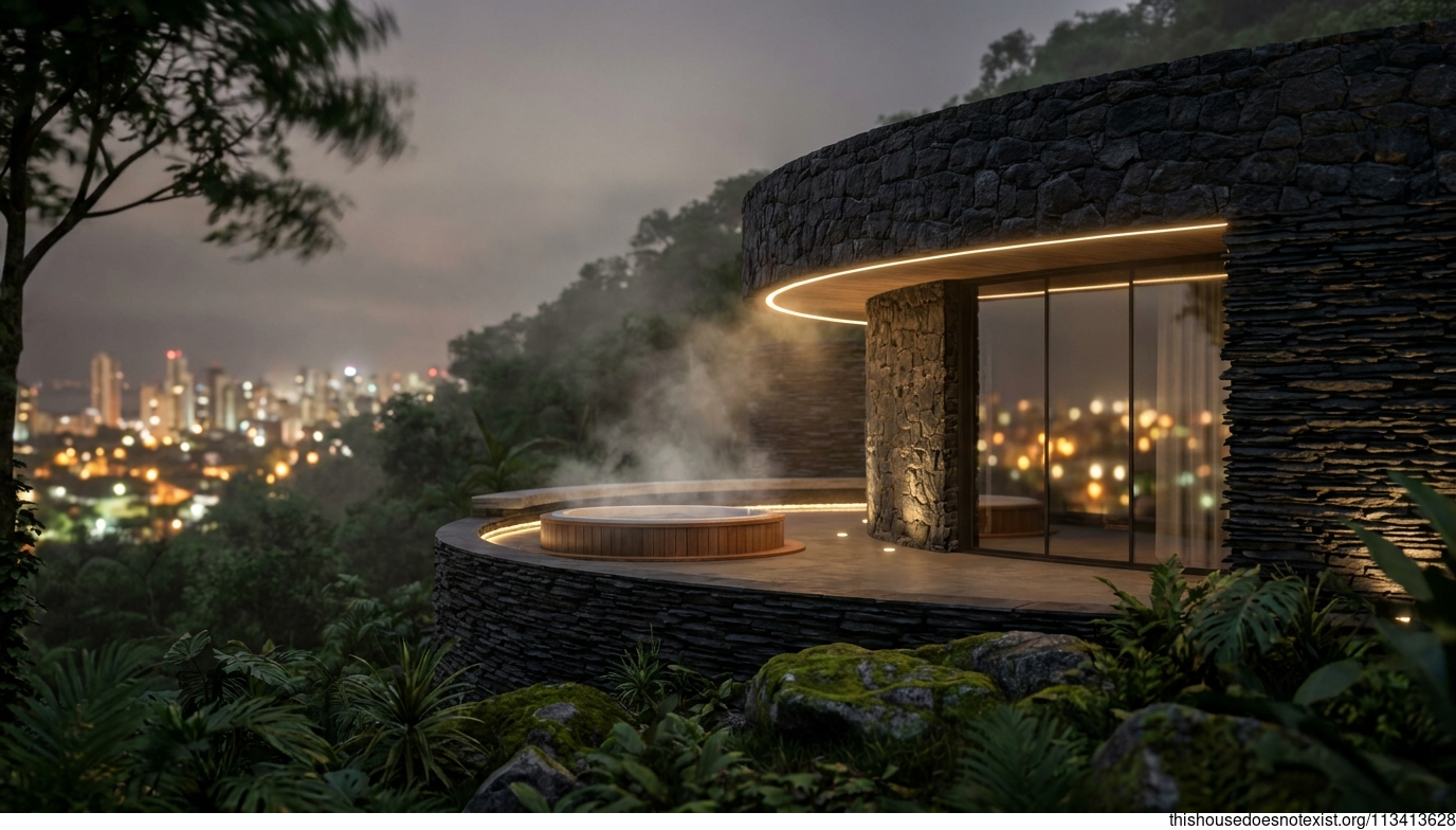 Circular Black Stone Night House
