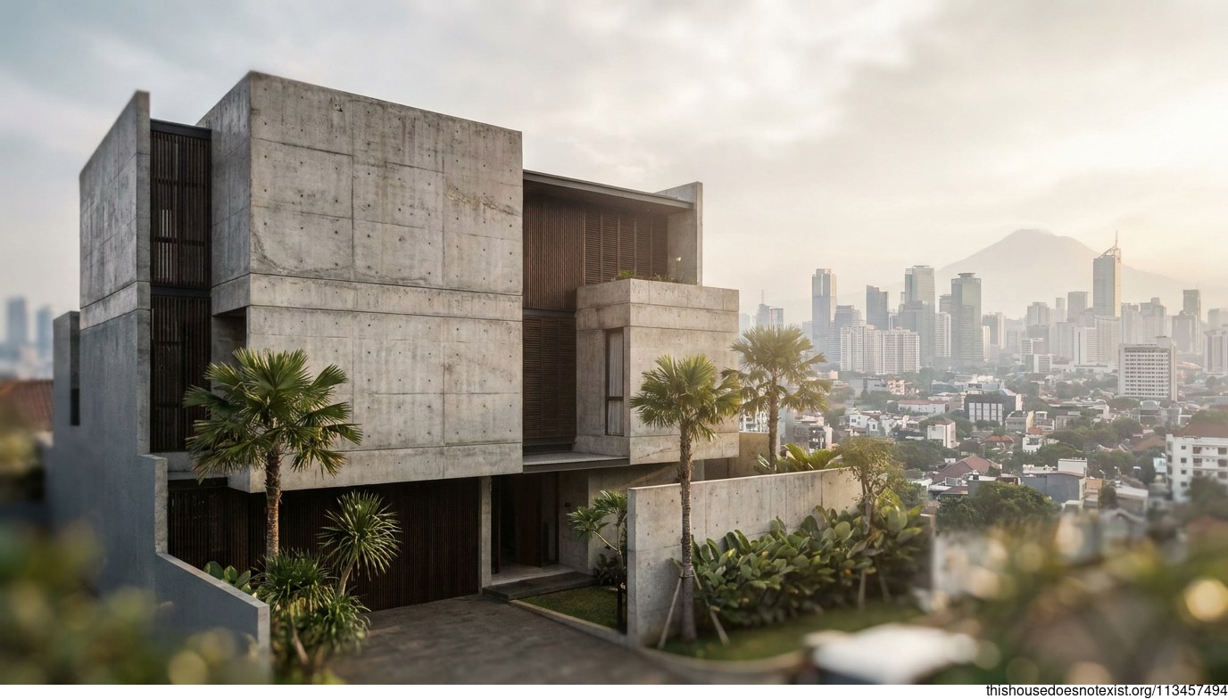 Brutalist Concrete House, Daylight Jakarta