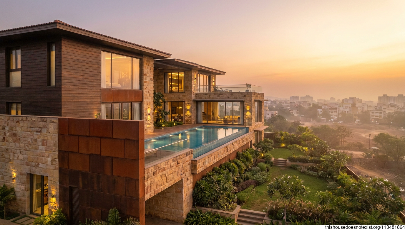 Mediterranean Maximalist House at Sunset