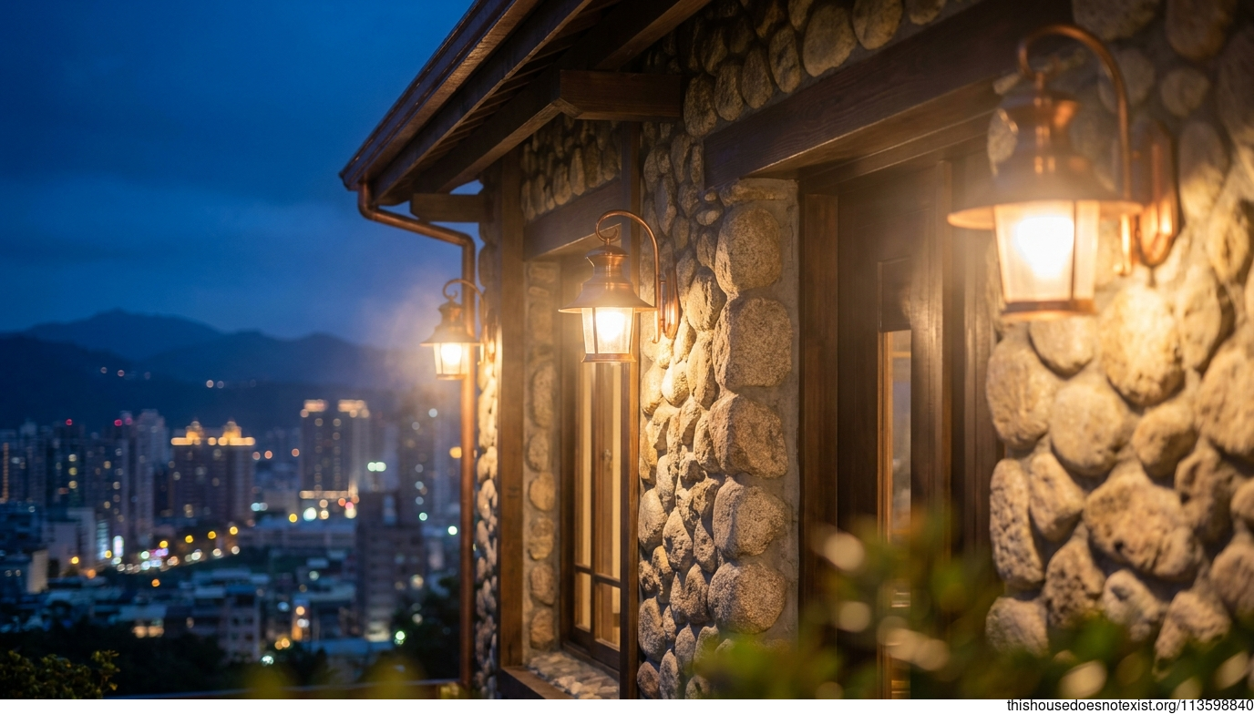 Modern Granite Home in Kaohsiung Night