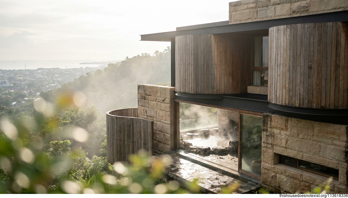Brutalist Cedar Curves Over Hot Springs