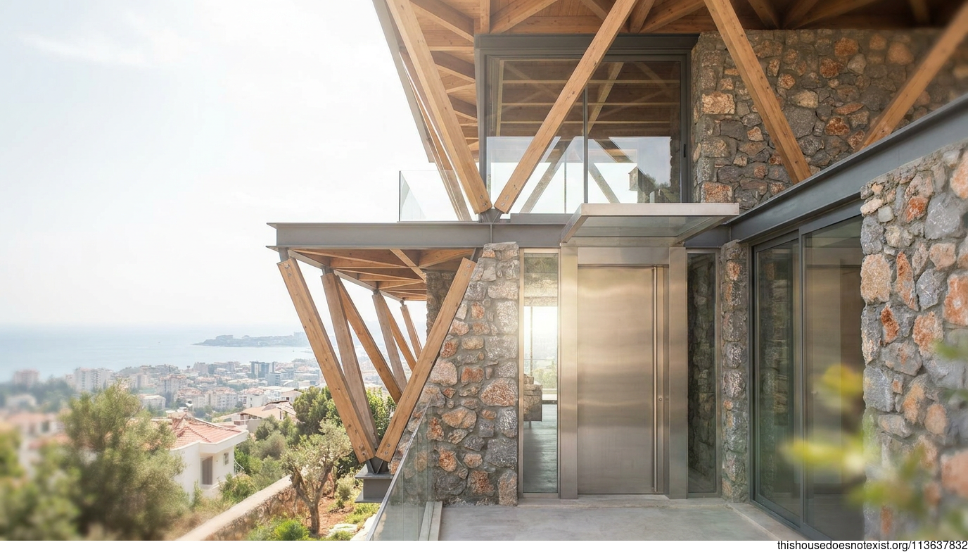 Modern Triangular Timber Home in Antalya