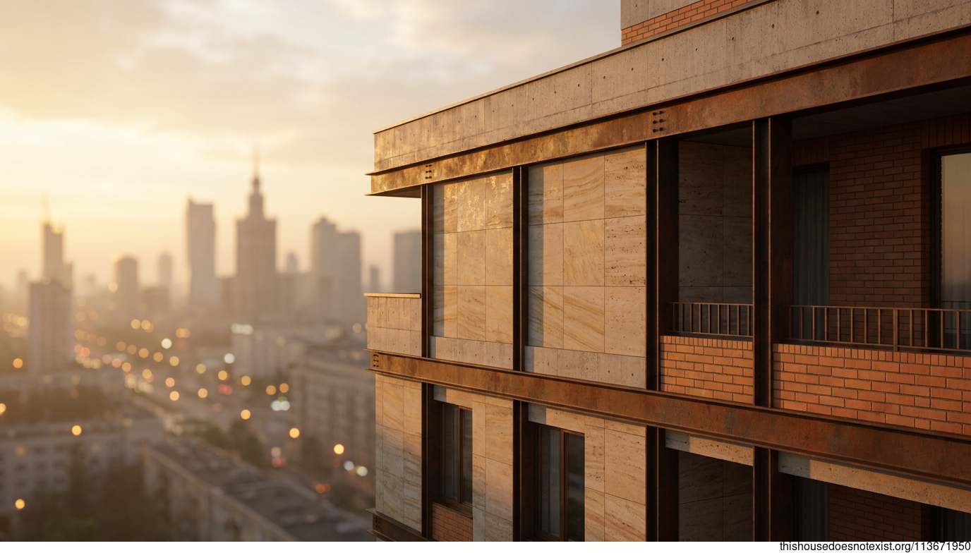 Brutalist Concrete Home at Sunset