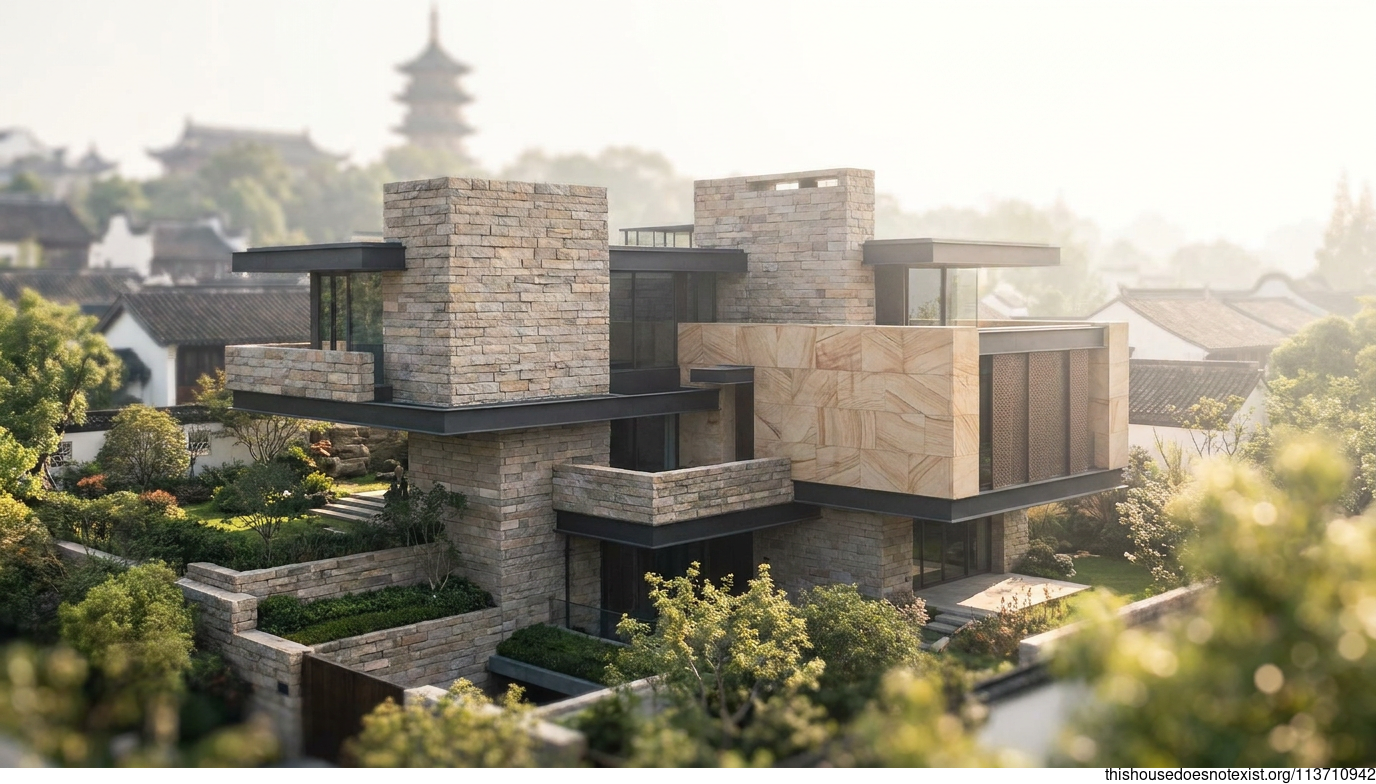 Modern Maximalist Sandstone House