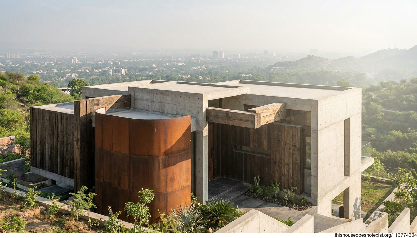 Brutalist Concrete Curves in Islamabad