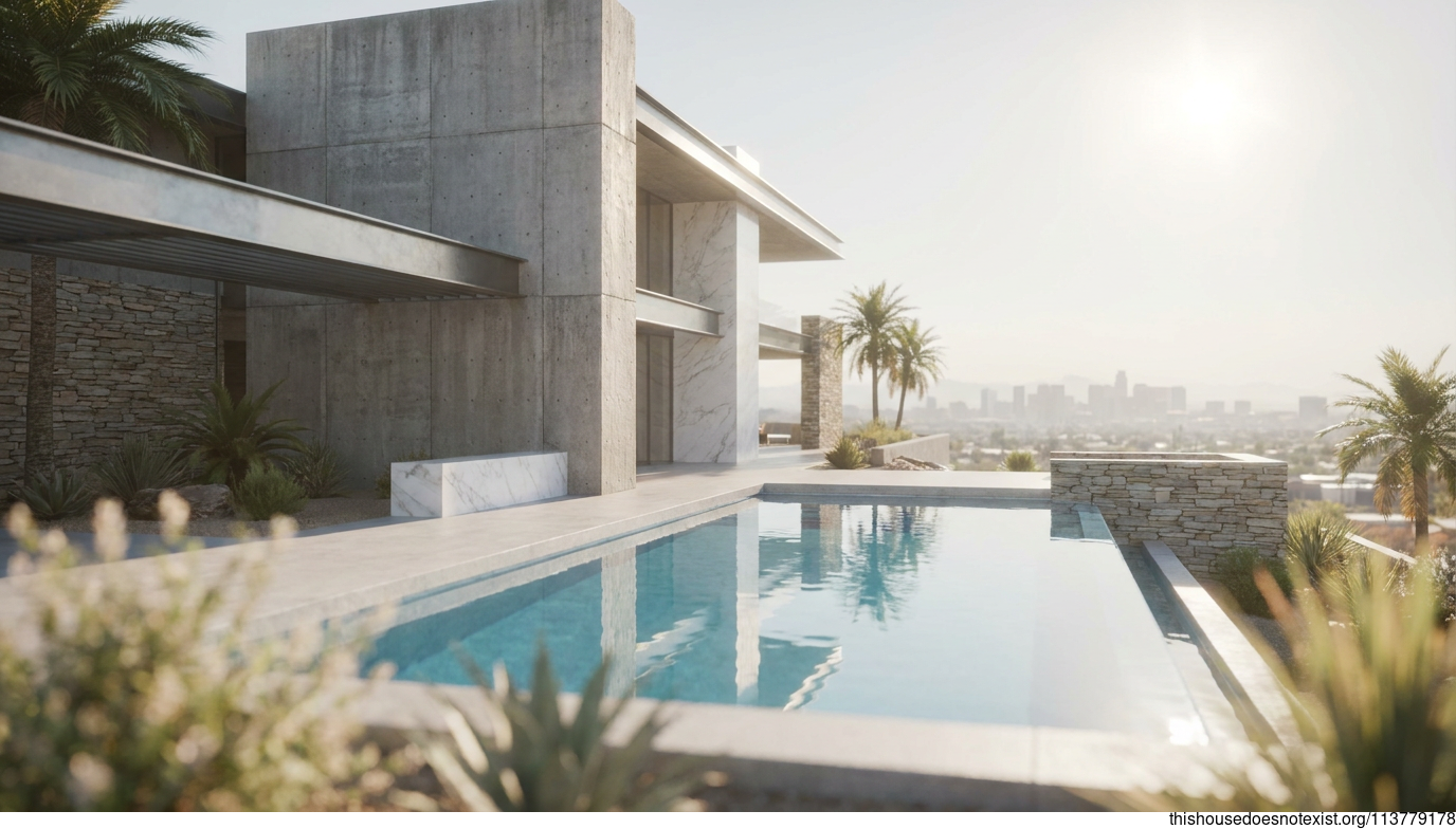 Brutalist Concrete Phoenix Villa Exterior