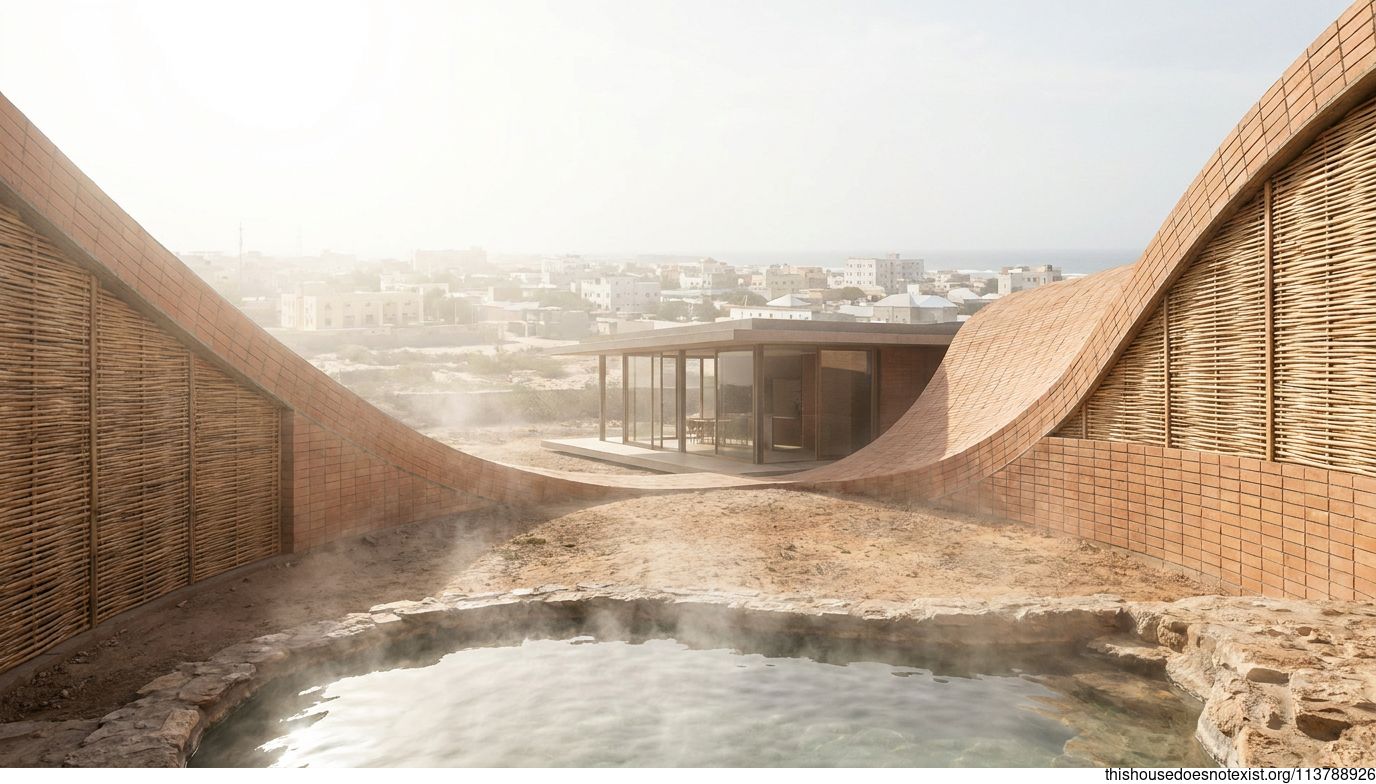 Futuristic Minimalist Terracotta Bamboo Home