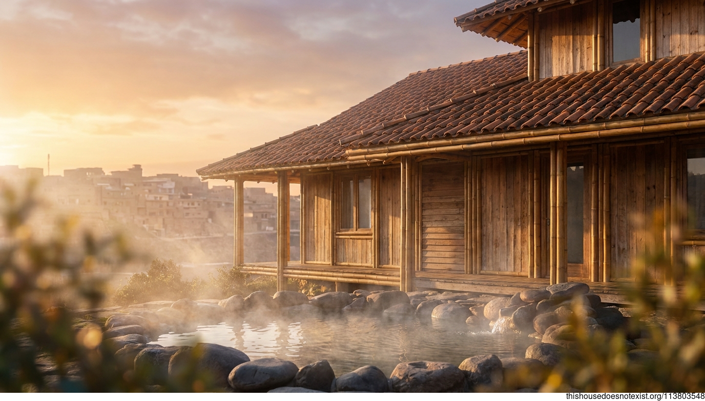 Modern Cedar Terrace at Sunrise