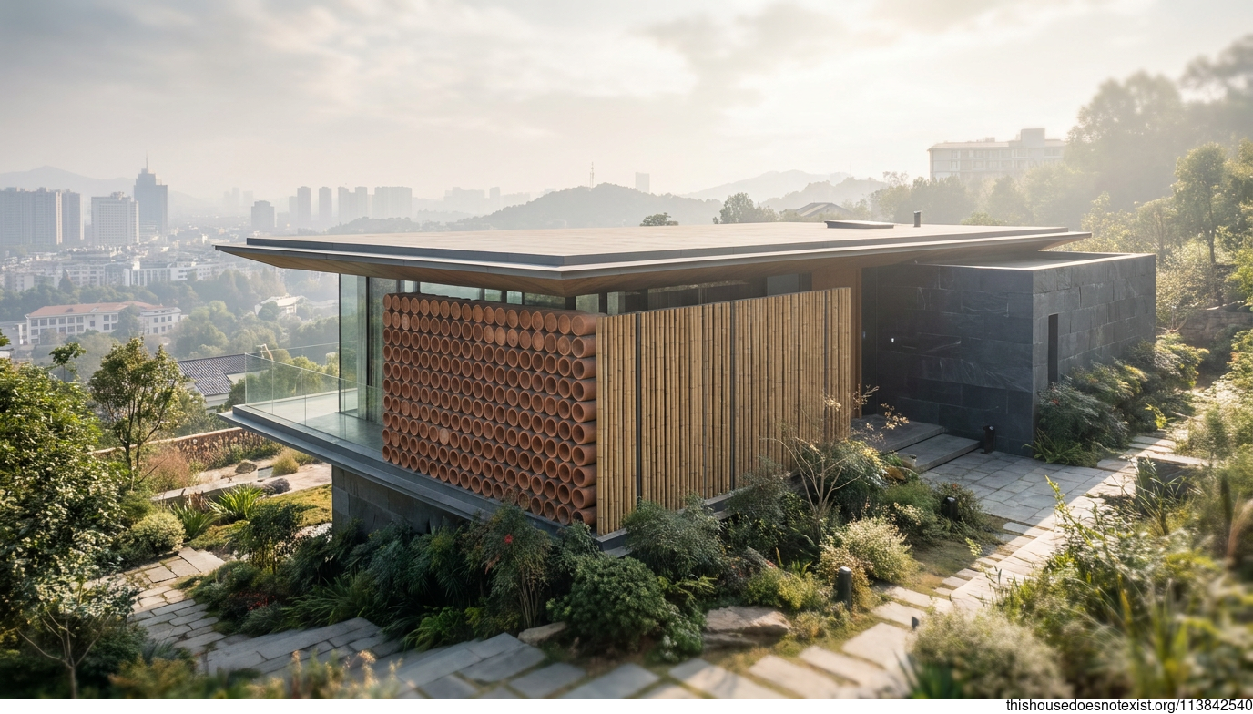 Round Terracotta Bamboo Modern House Nanjing