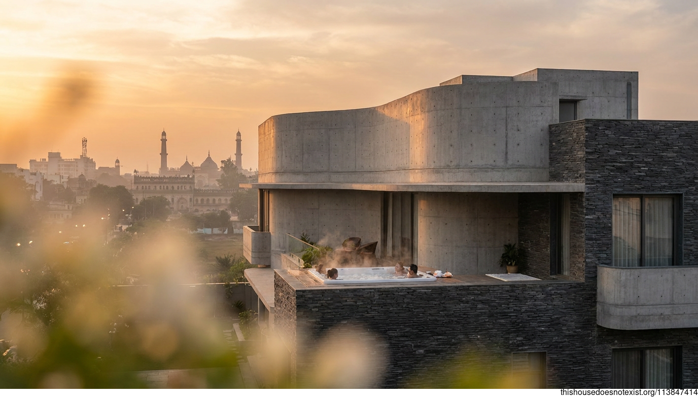 Curved Concrete Sunset House, Lucknow
