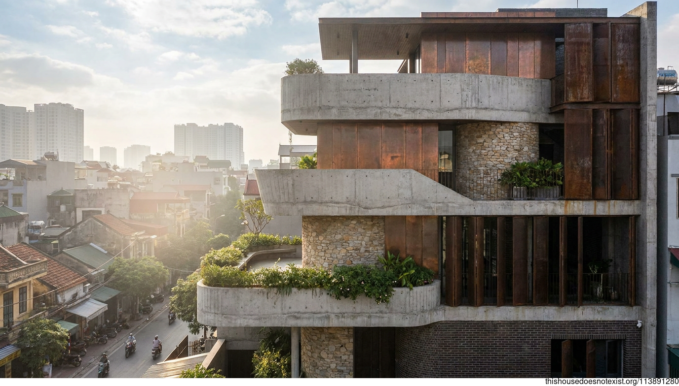 Concrete Brutalist Home, Hanoi