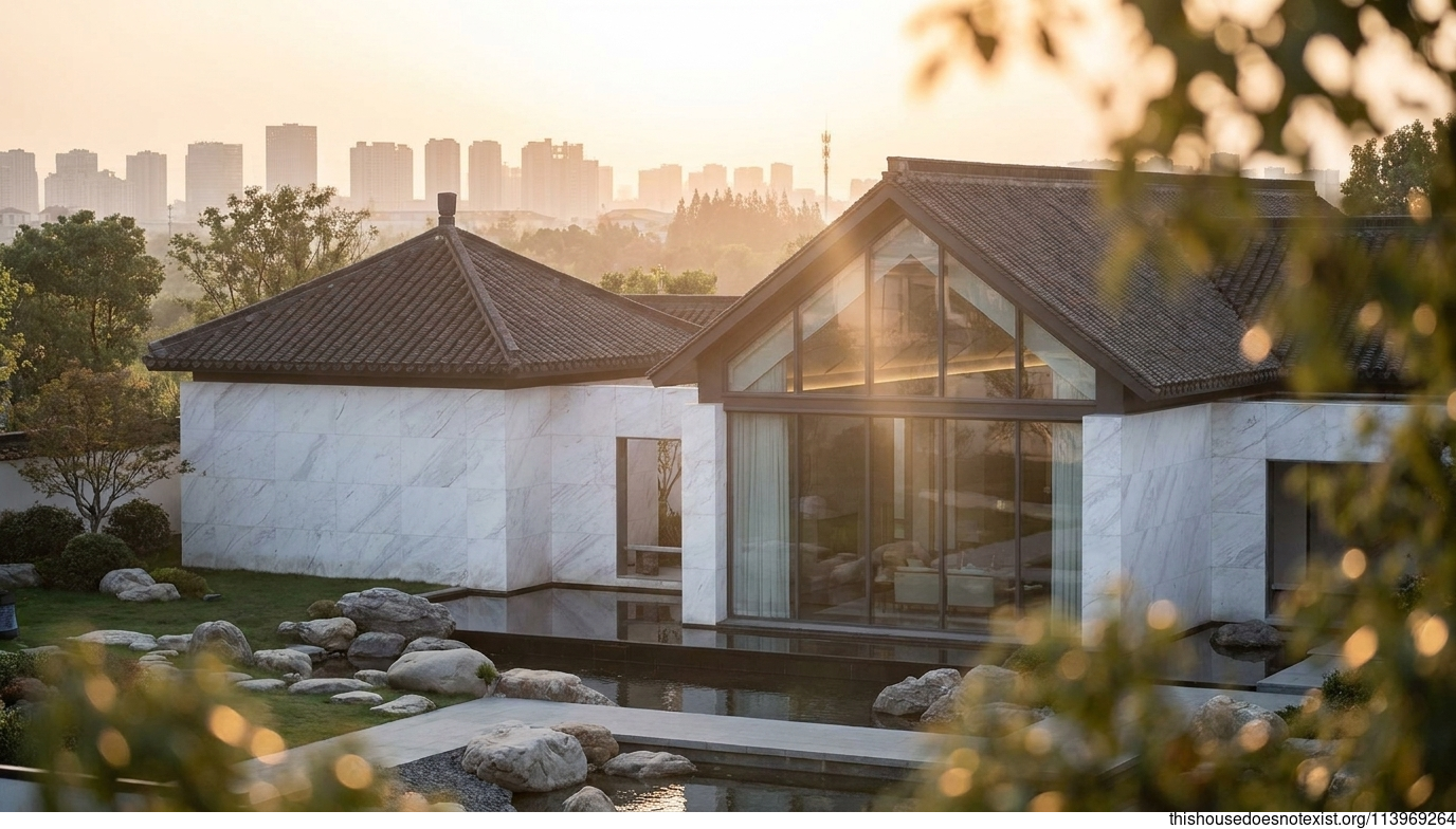 Triangular Marble Minimalist House in Changzhou