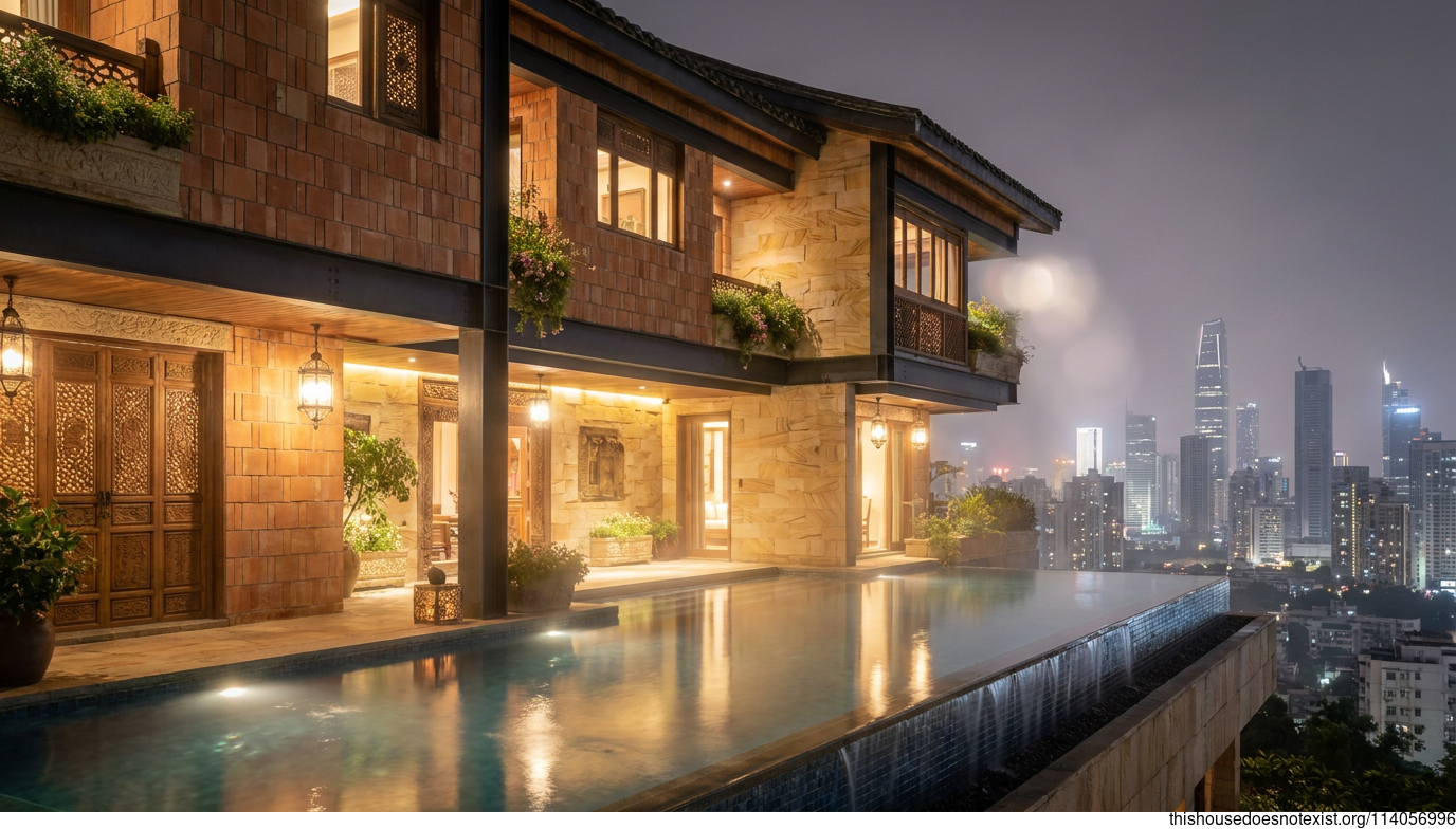 Modern Maximalist Terracotta Night House