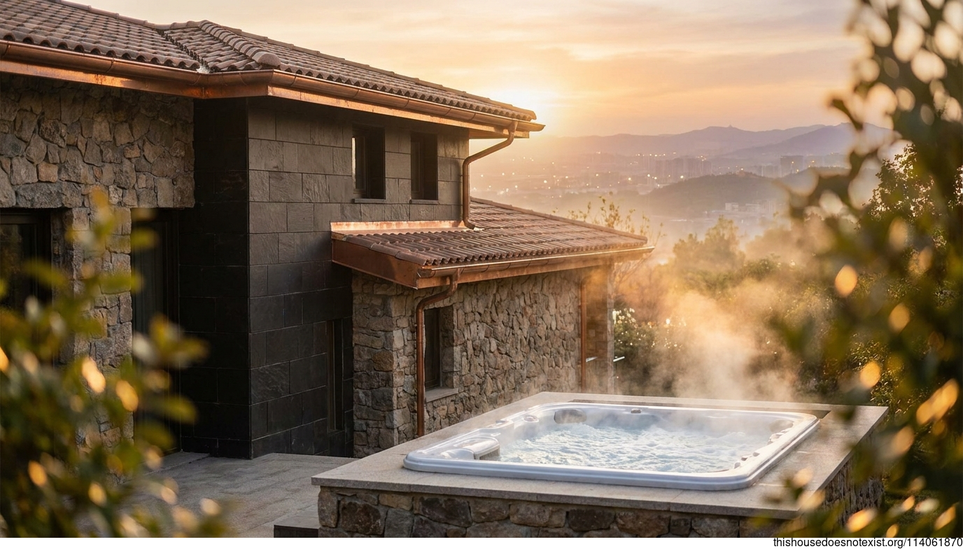 Mediterranean Black Stone Sunset Retreat