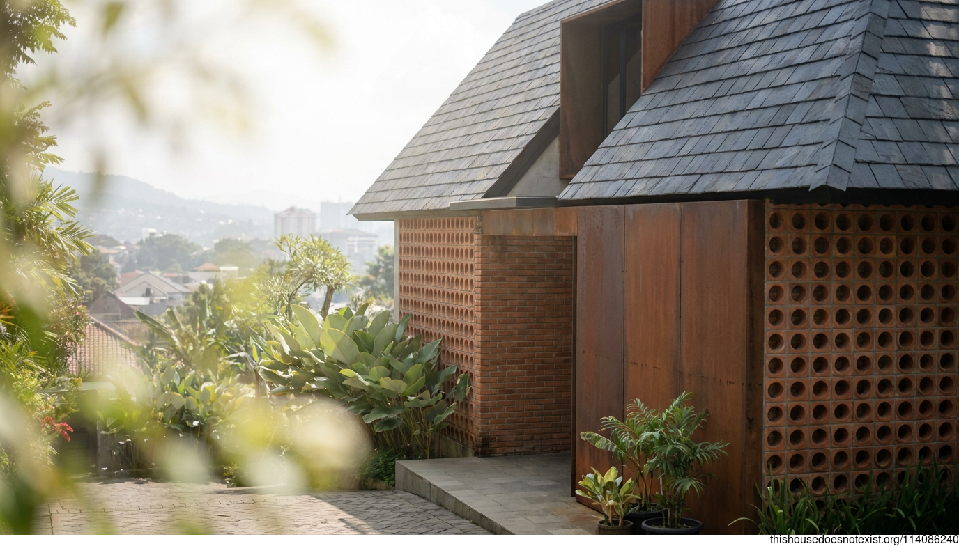 Mediterranean Circular Brick House in Bandung