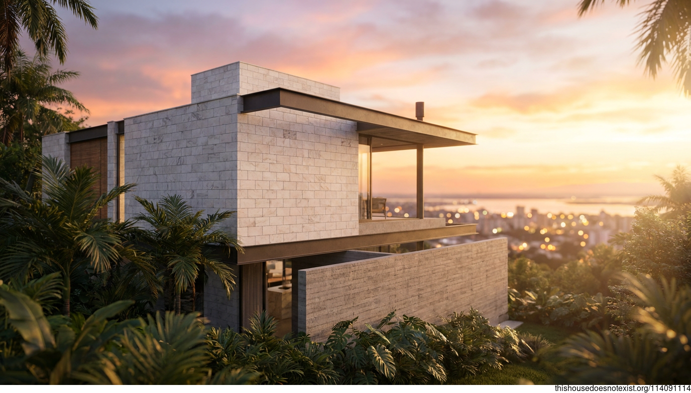 Modern Tropical Villa at Sunset