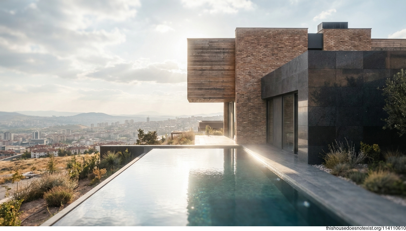 Modern Ankara Cedar Rectangle Pool House