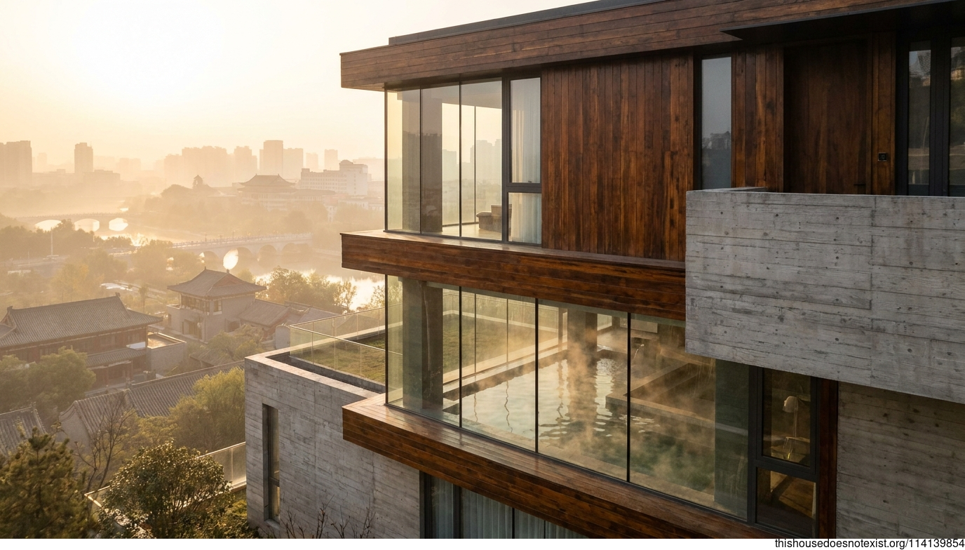 Glass, Timber, Concrete Harmony