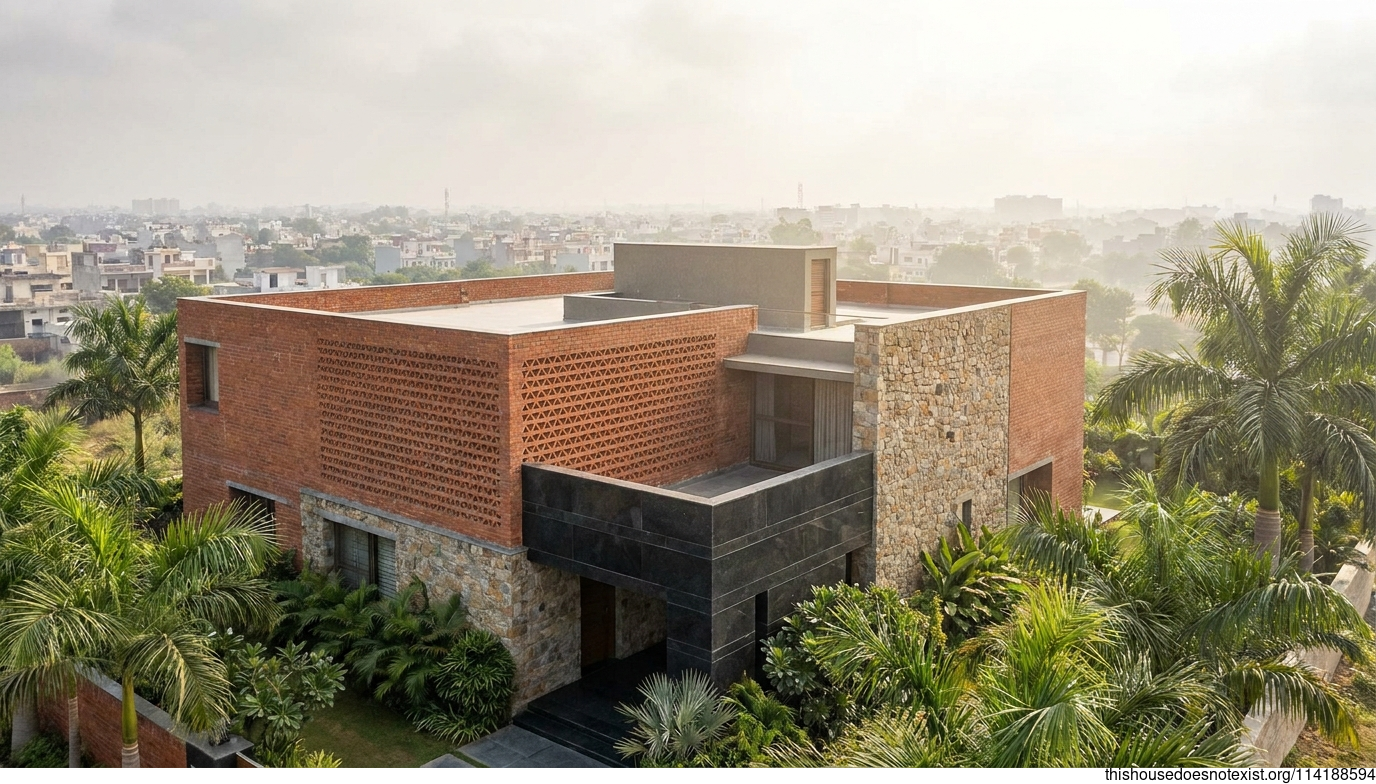 Modern Tropical Brick Residence, Ludhiana
