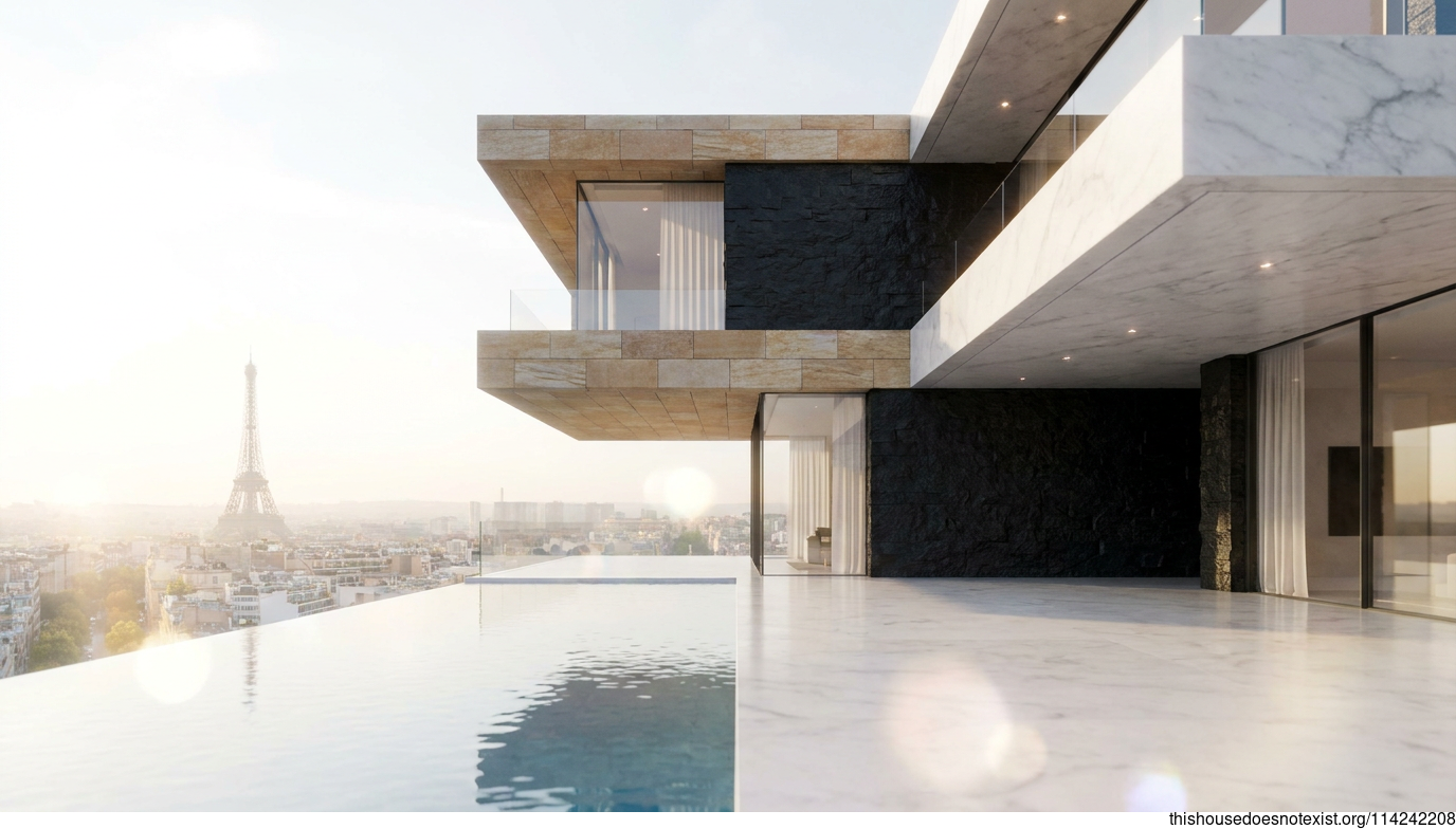 Modern Sandstone Villa, Paris Daylight