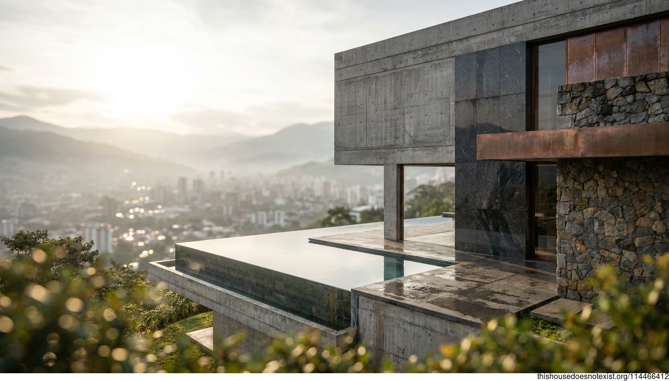 Brutalist Concrete Home at Cali Sunrise