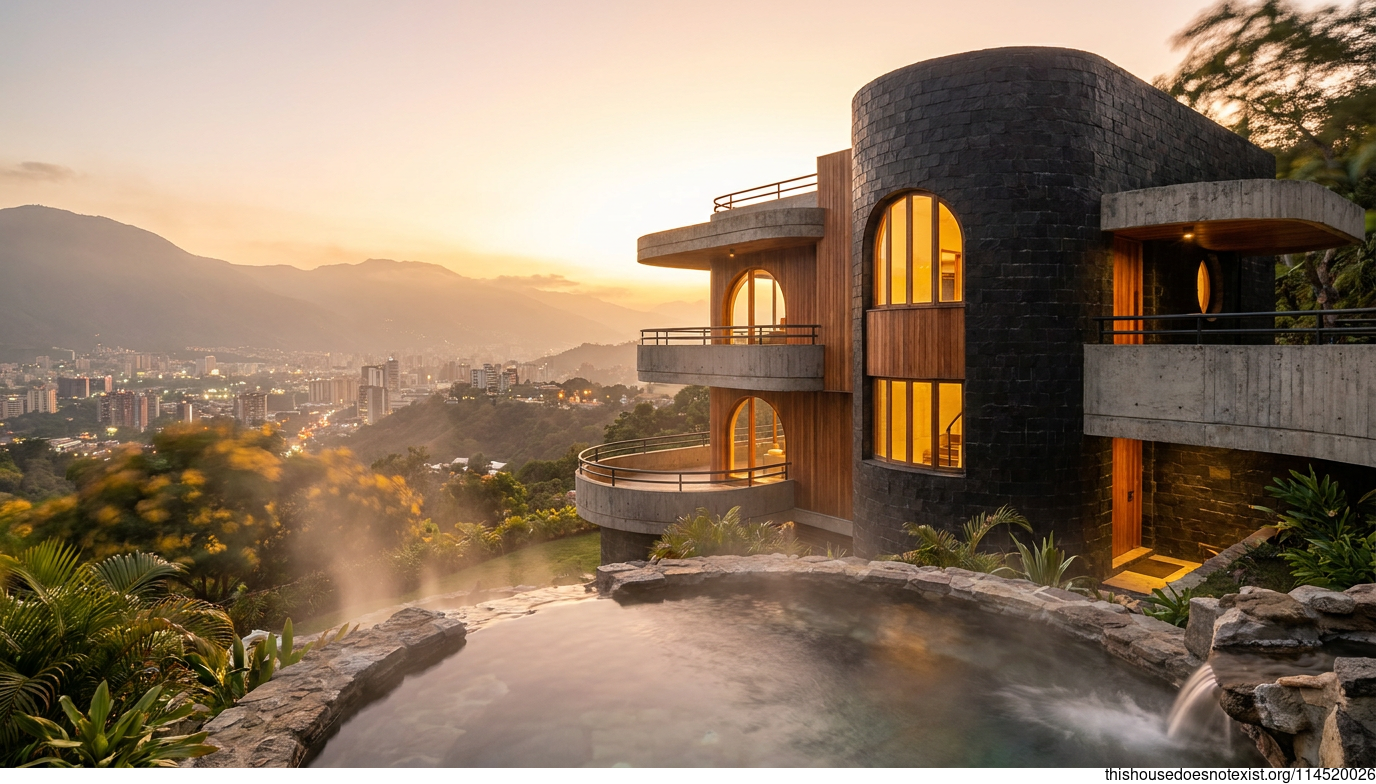 Curved Black Stone Sunset House