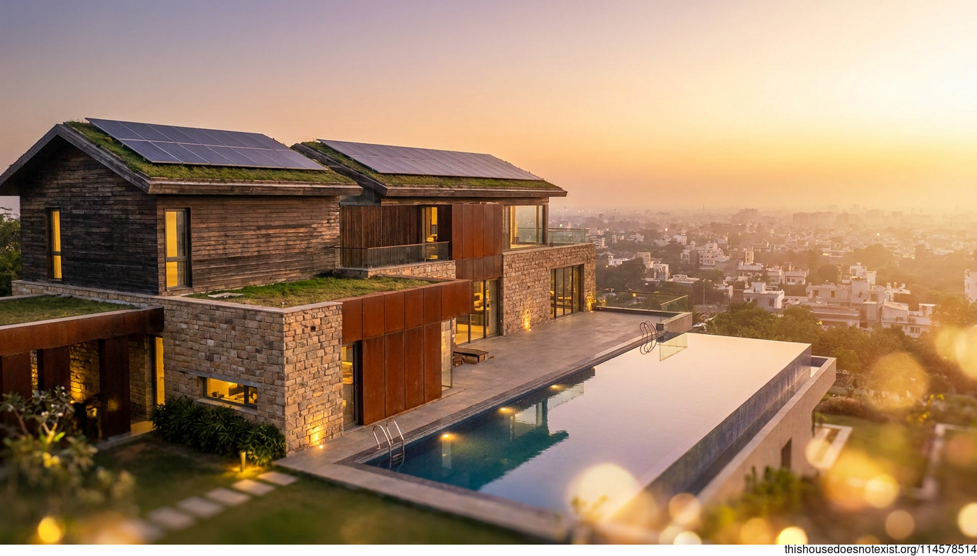 Modern Sustainable Villa in Kanpur Sunset