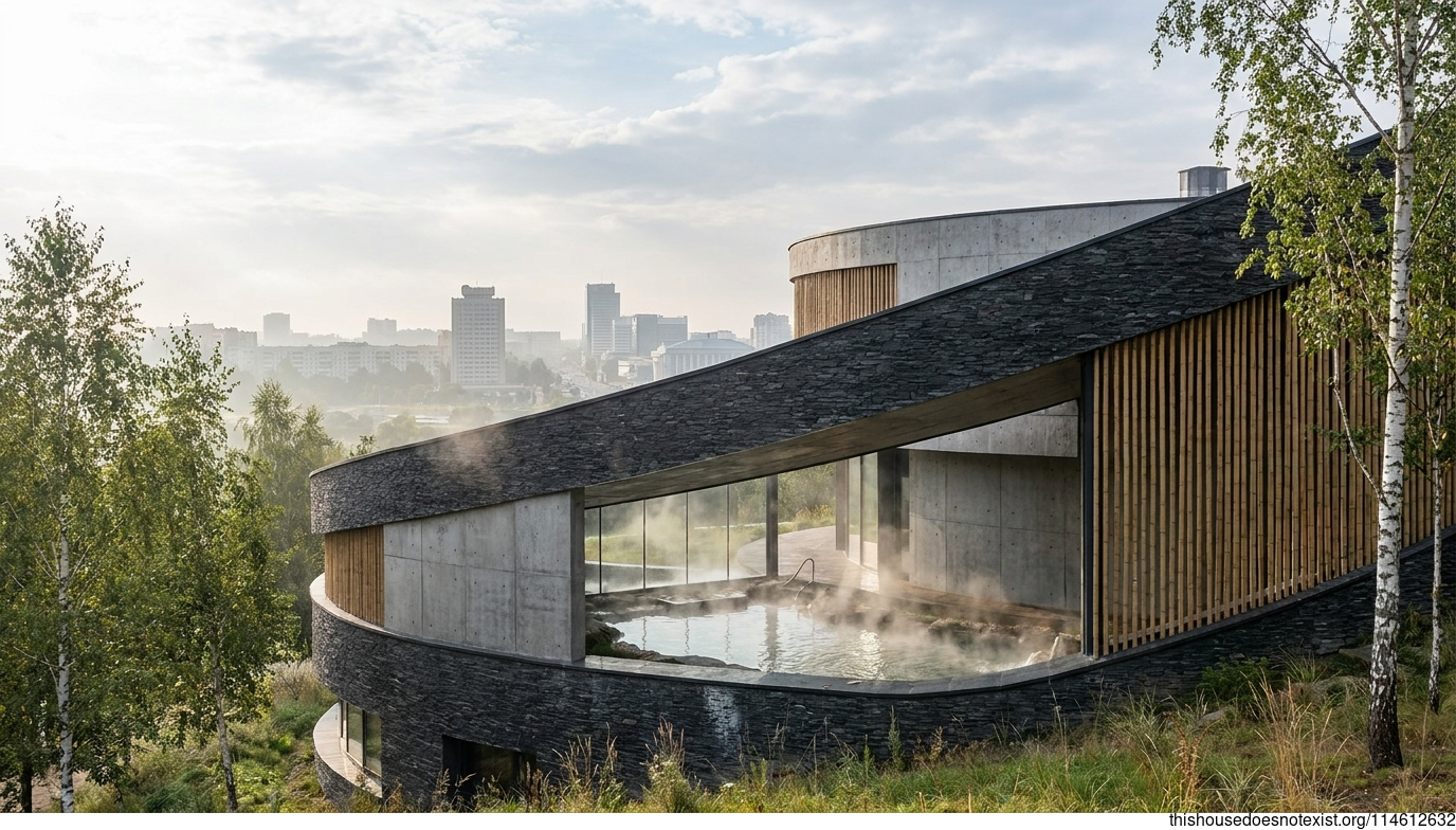 Futuristic Curved Stone House, Minsk Spring