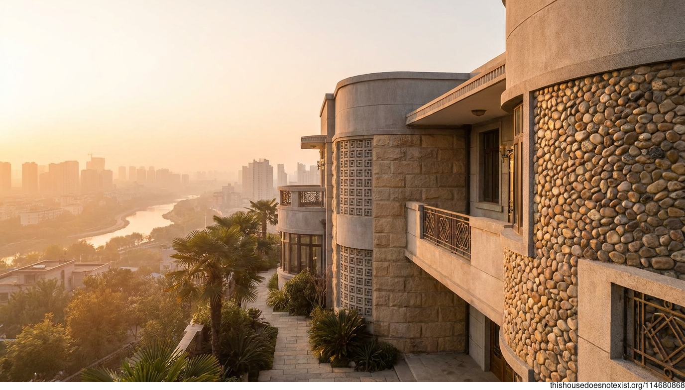 Polished Sandstone Modern Deco Sunset House