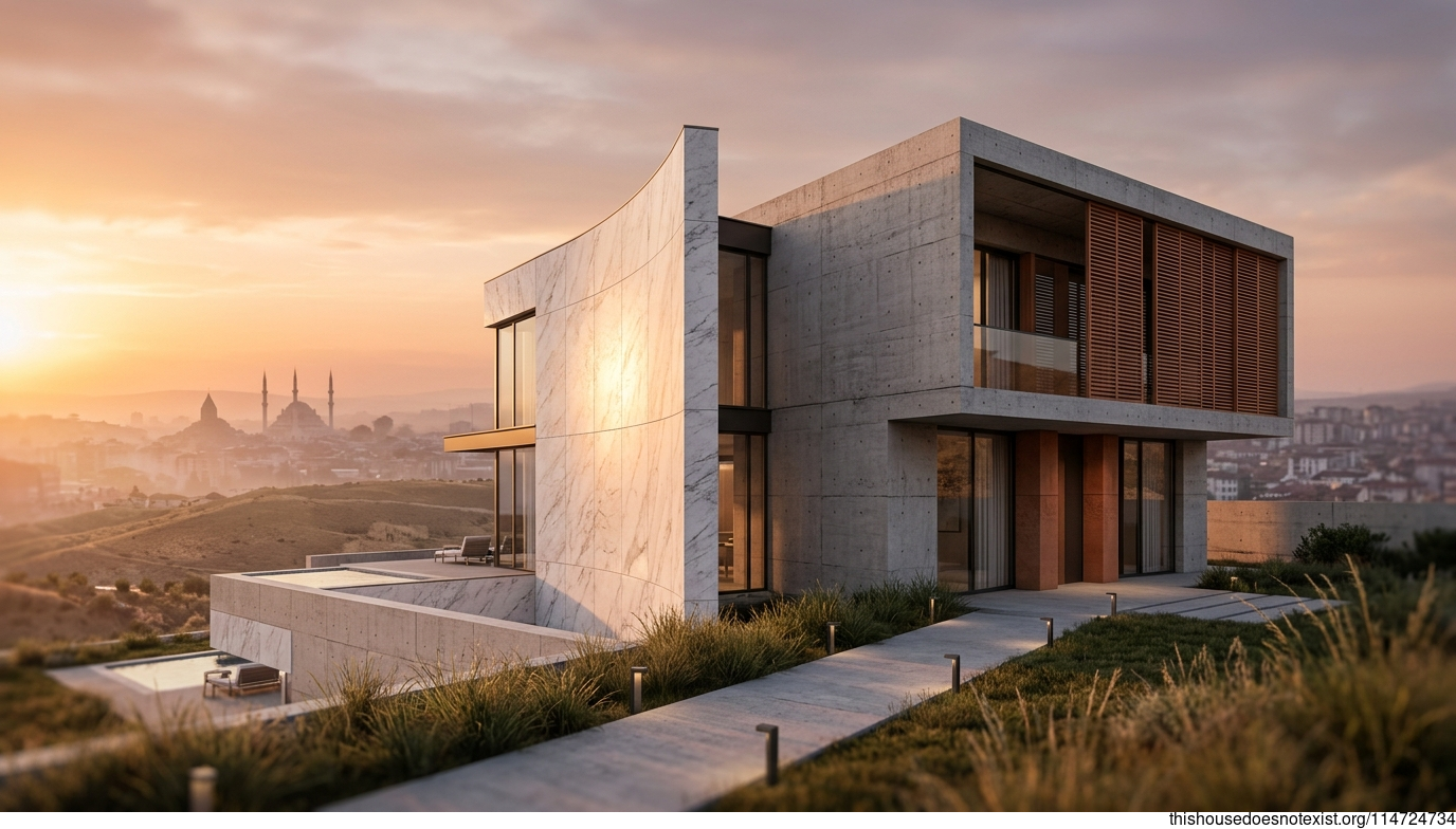 Modern Circular Villa in Konya Sunset