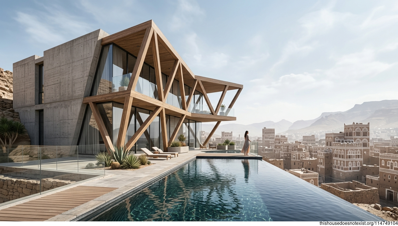 Futuristic Triangular Timber-Glass Home