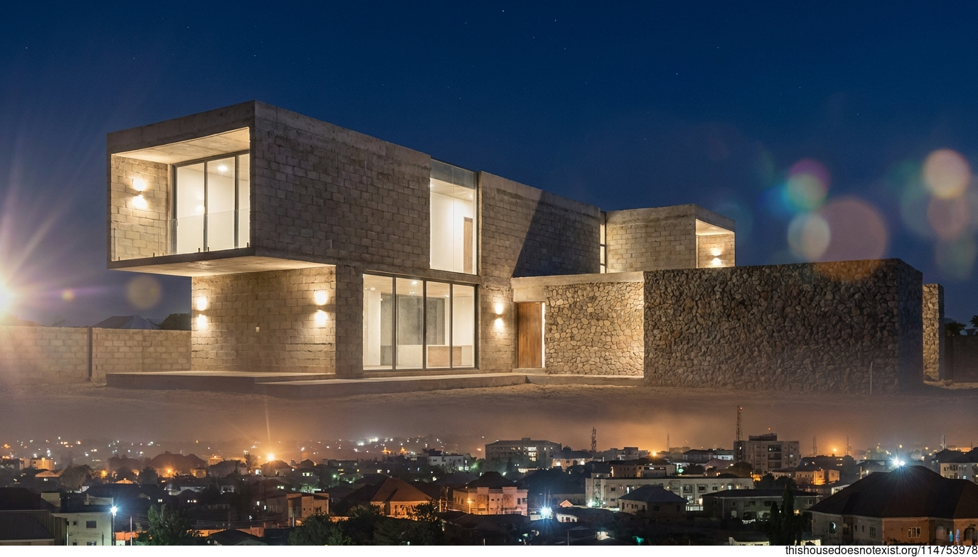 Brutalist Minimalist Concrete Night Kaduna