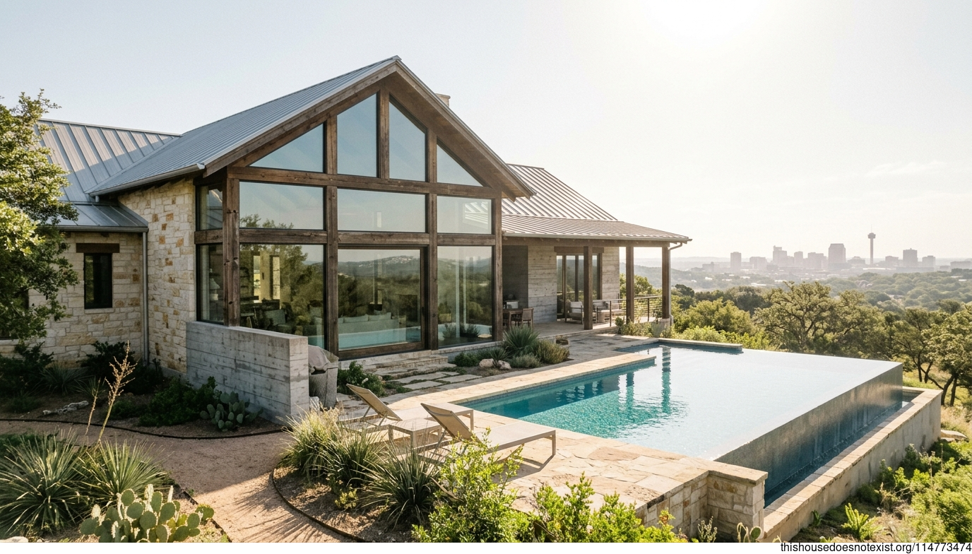 Triangular Timber Glass Home, San Antonio