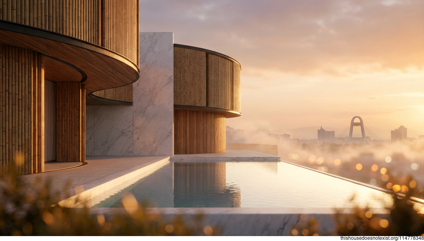Modern Minimalist Industrial Villa, Ashgabat Sunset