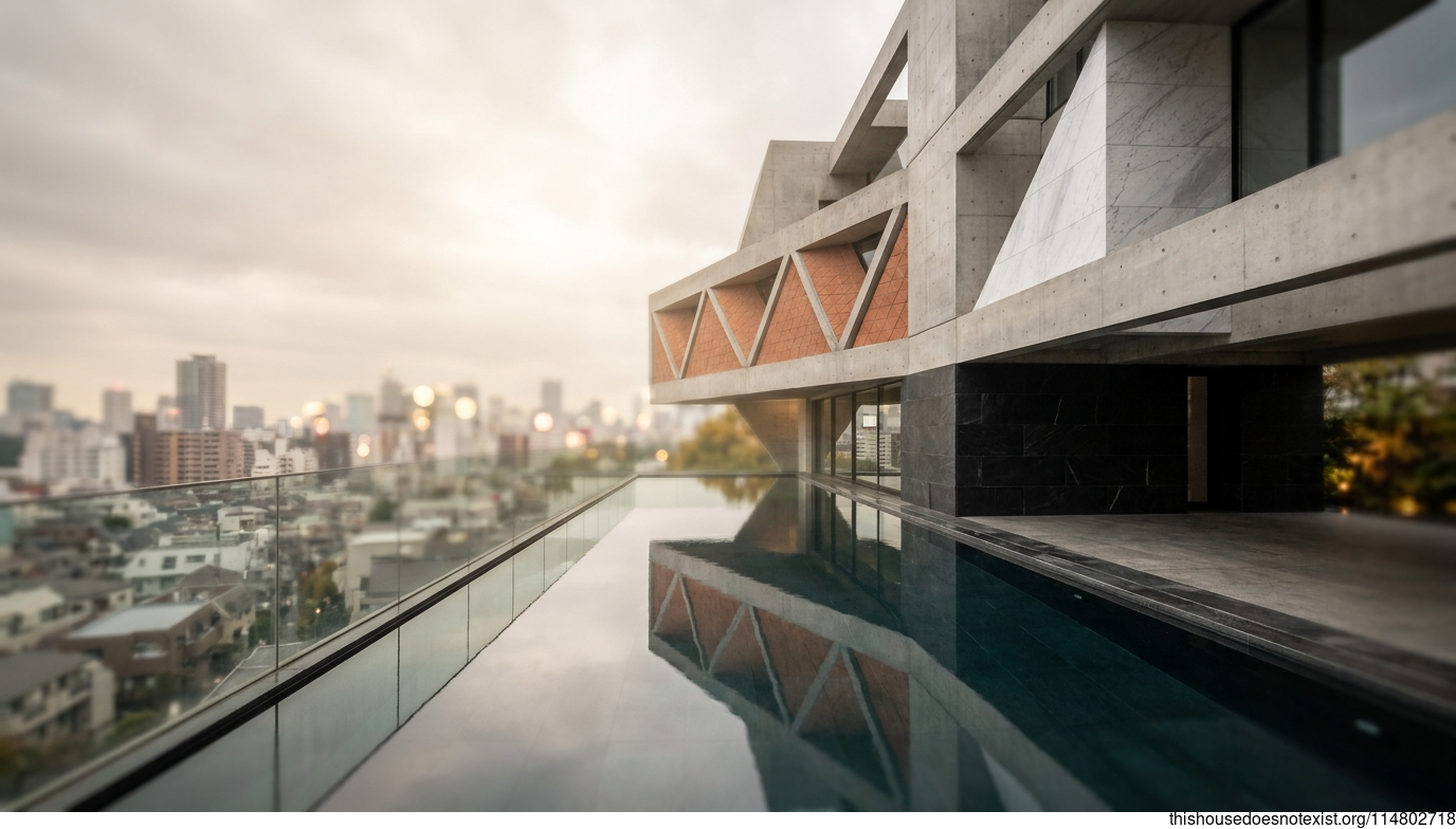 Brutalist Tokyo Concrete Maximalist Triangular Terrace