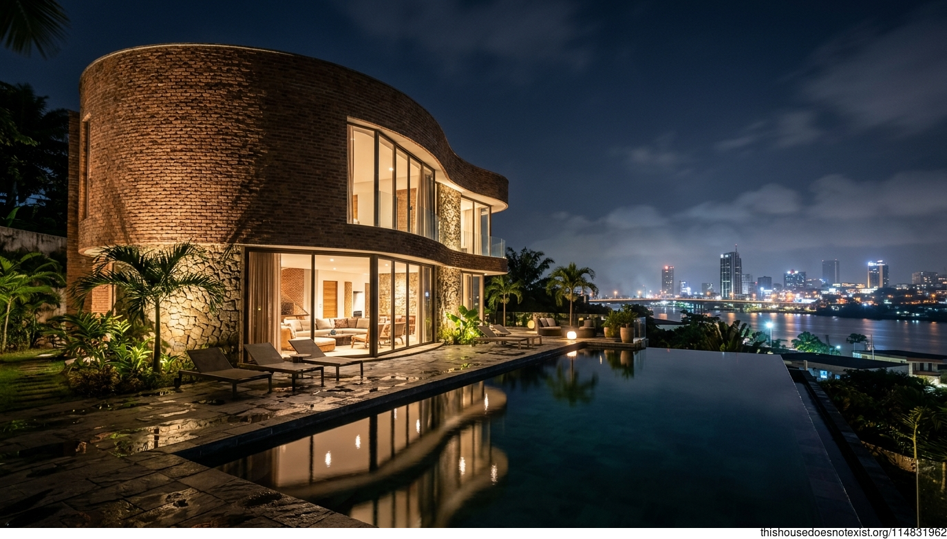 Curved Glass Brick House
