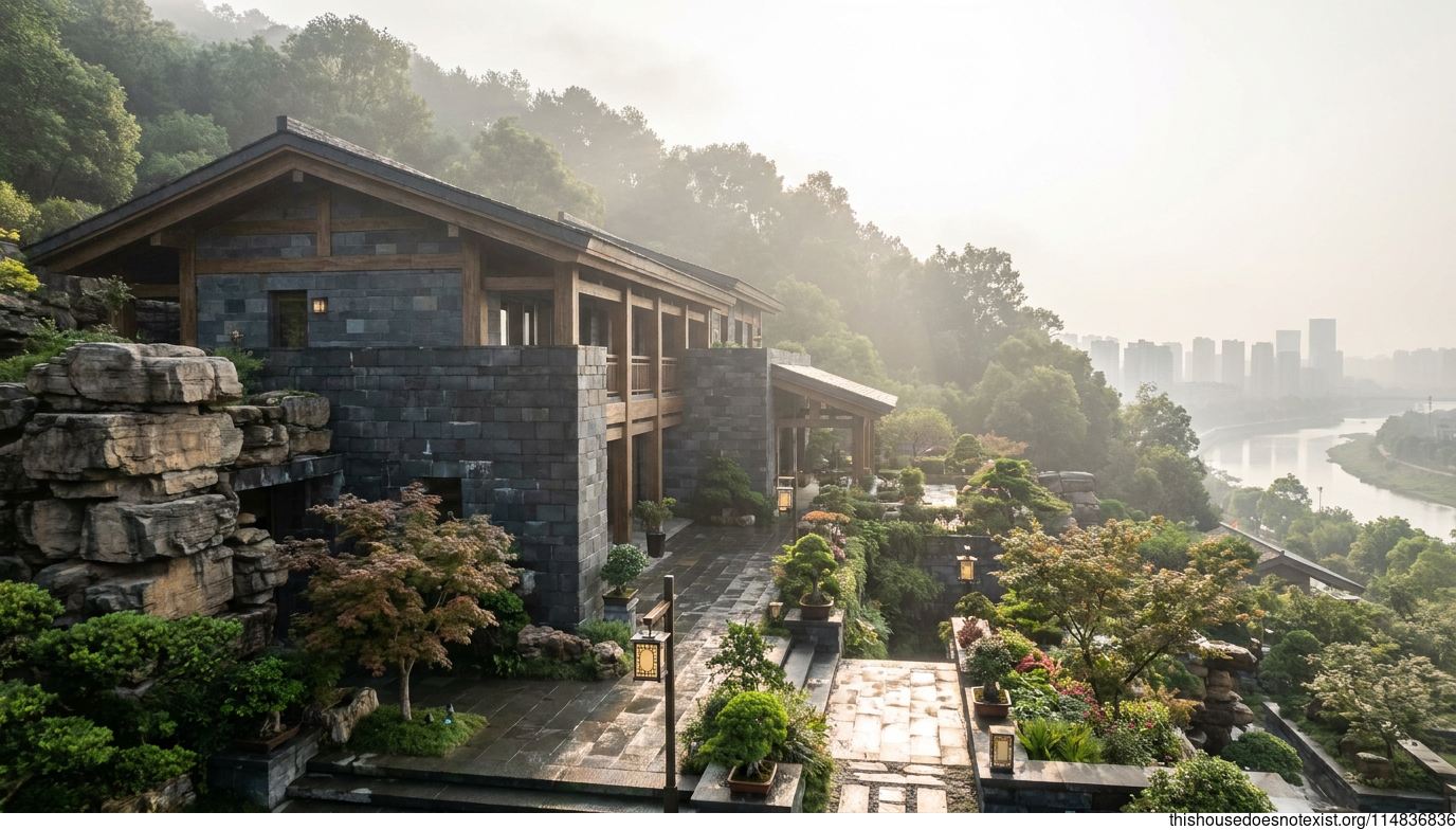 Modern Japanese Maximalist Stone House