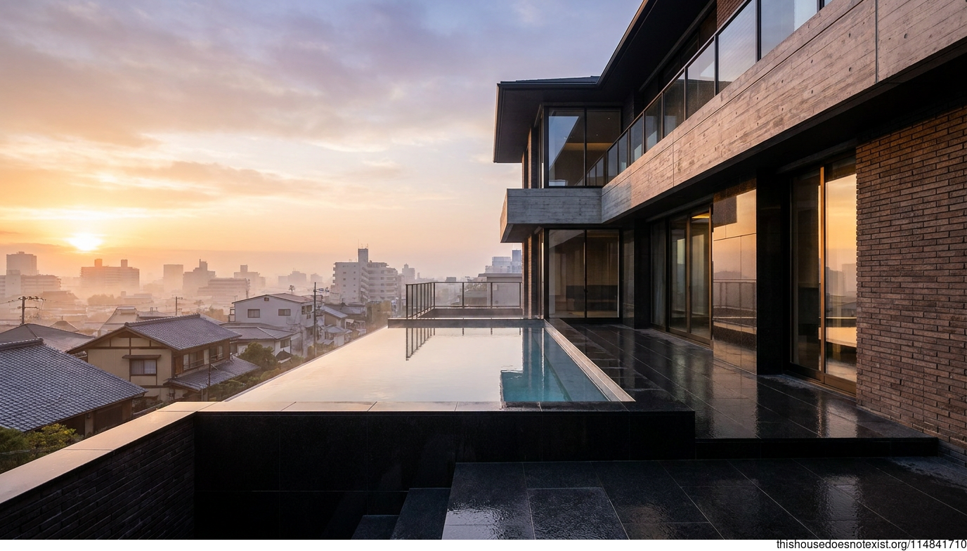 Futuristic Osaka Sunrise Stone House