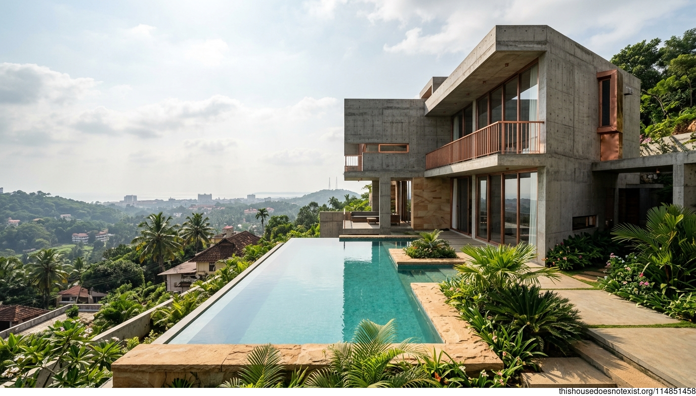 Brutalist Concrete House with Infinity Pool