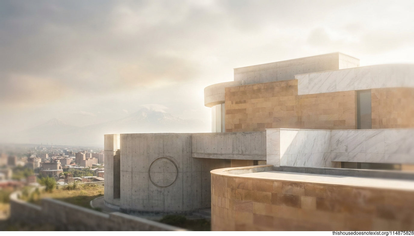 Modern Circular Concrete House in Yerevan