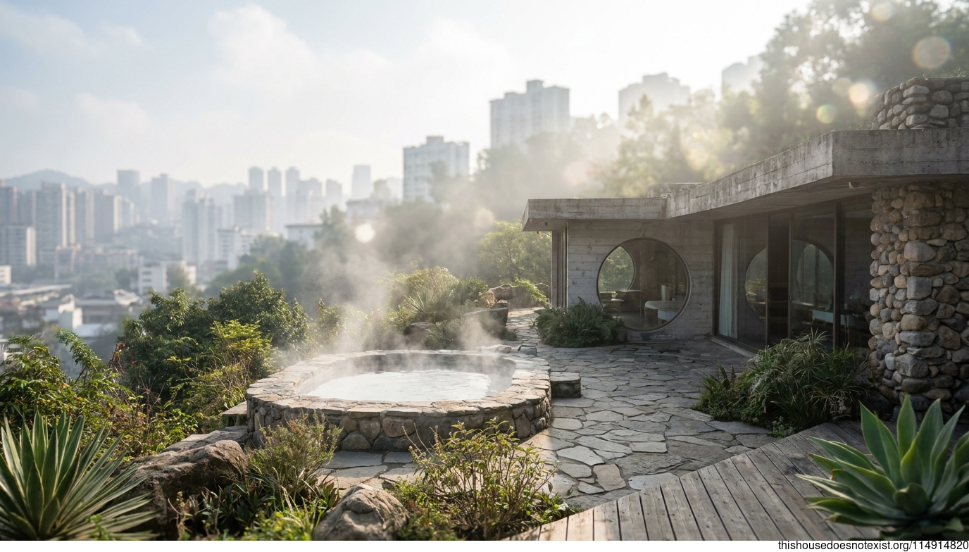 Circular Concrete Mid-Century Retreat