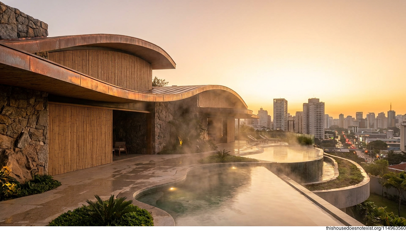 Modern São Paulo Copper-Bamboo Sunset House