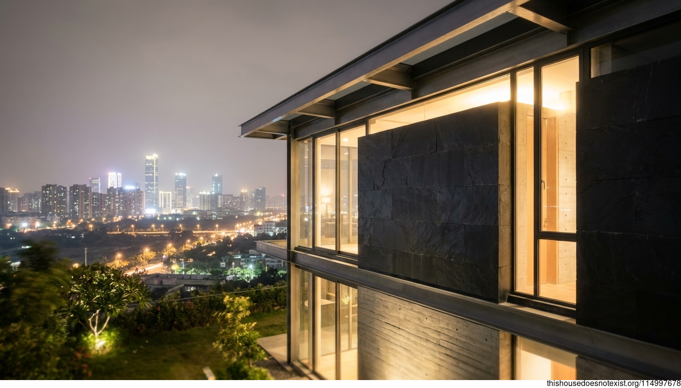 Modern Eco Villa, Polished Night Exterior