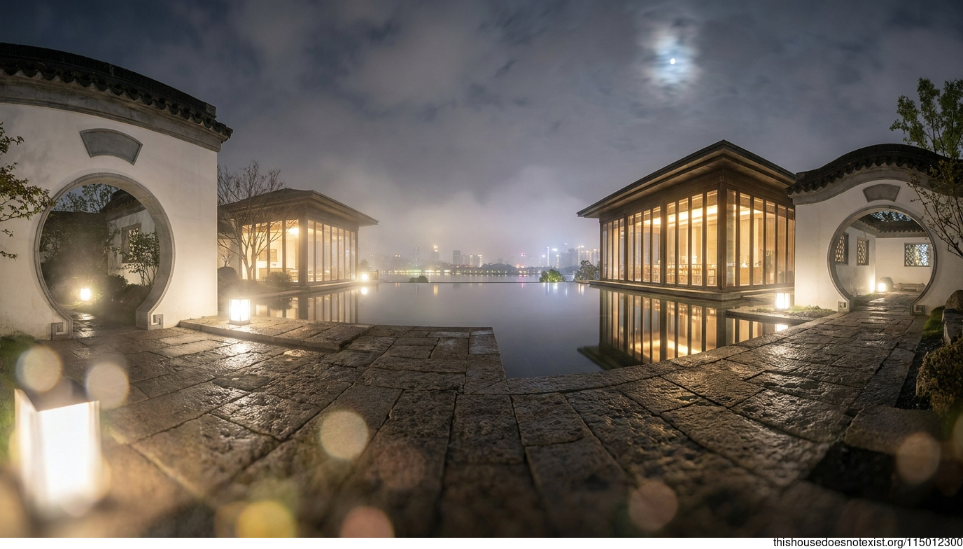 Circular Marble Garden Nightscape