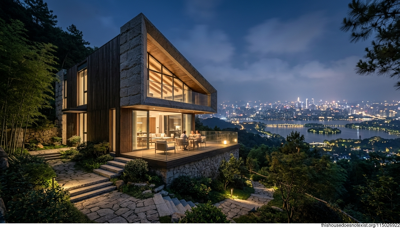 Triangular Granite Timber Night House